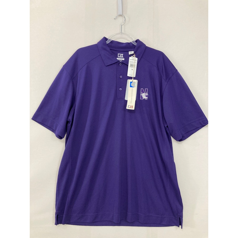New Cutter & Buck Polo Shirt XL Purple Northwestern Wildcats NCAA CB DryTec